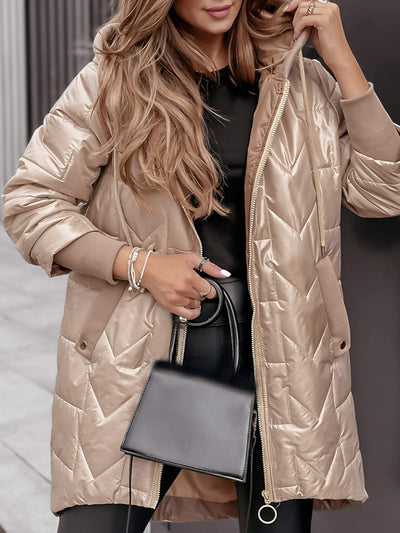 Gesteppte Kapuzenjacke mit Taschen für Frauen