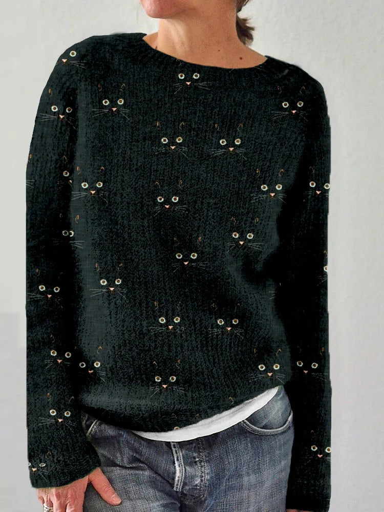 Gemütlicher Katzengesichts-Pullover für Damen