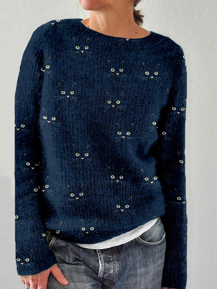 Gemütlicher Katzengesichts-Pullover für Damen