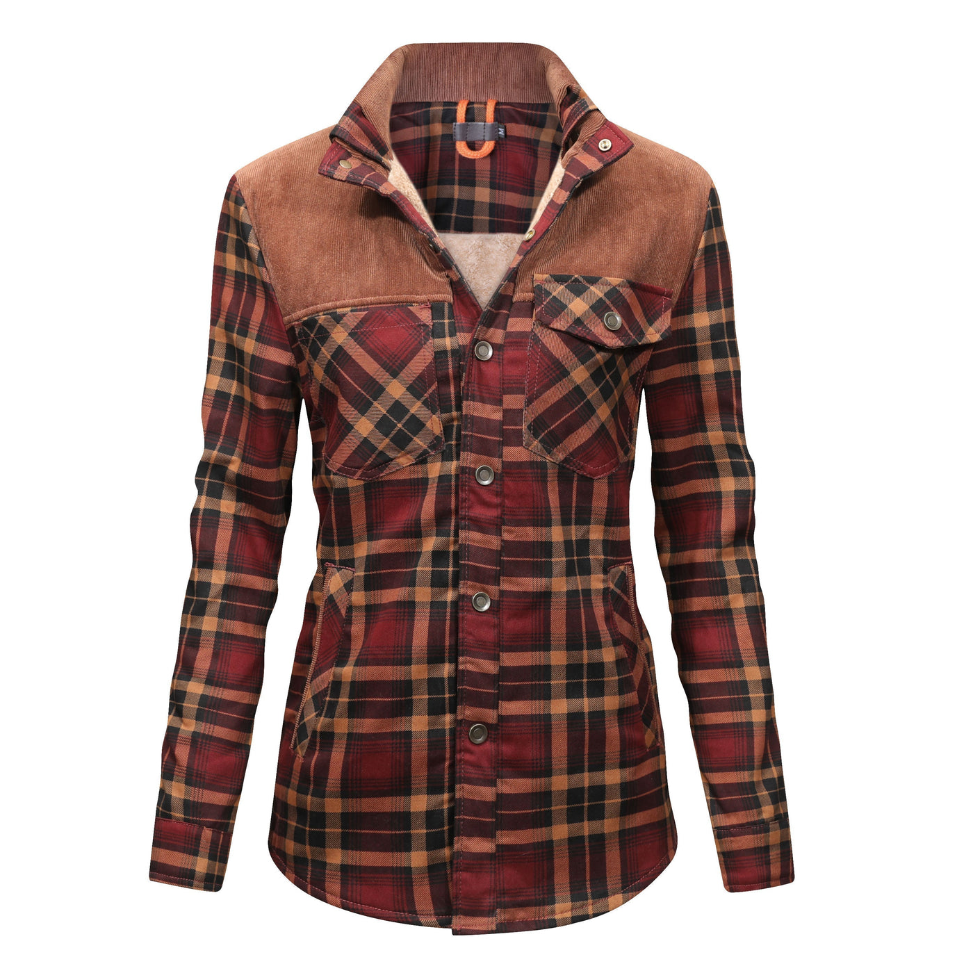 Isolierte Jacke aus kariertem Flanell für Damen