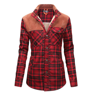Isolierte Jacke aus kariertem Flanell für Damen