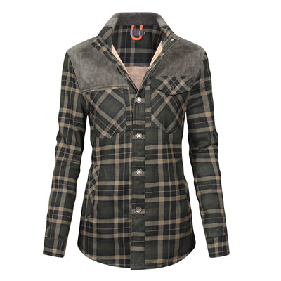 Isolierte Jacke aus kariertem Flanell für Damen
