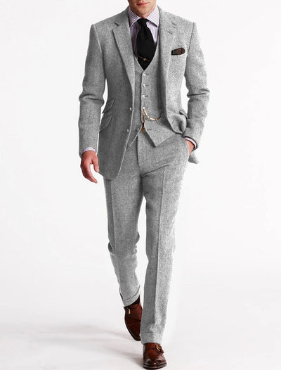 Tweed Tuxedo Herrenanzüge, dreiteilig und klassisch