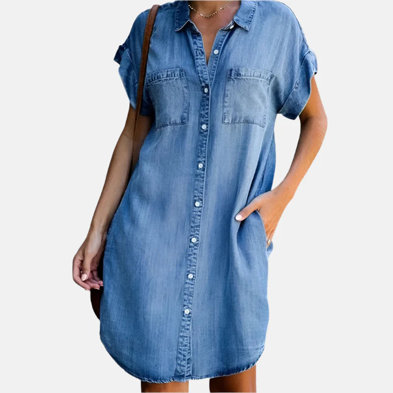 Jeanskleid für Damen – Luftiges Sommerkleid mit kurzen Ärmeln