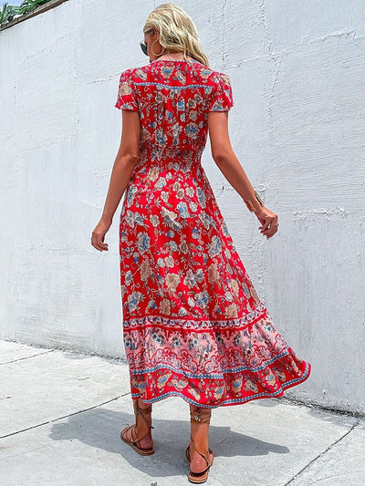 Rotes böhmisches Maxikleid im Vintage-Stil - Ivee