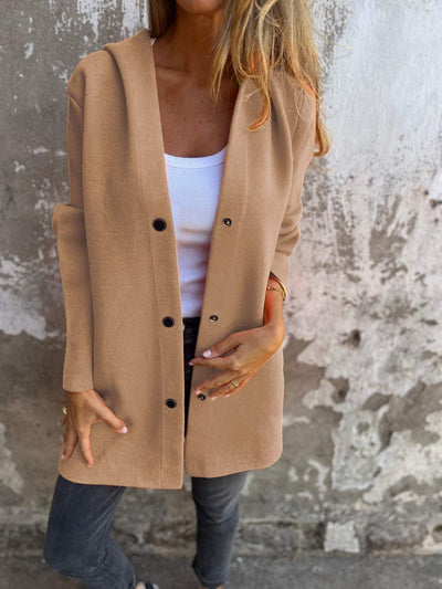 Lässige lange Jacke mit Kapuze für Frauen