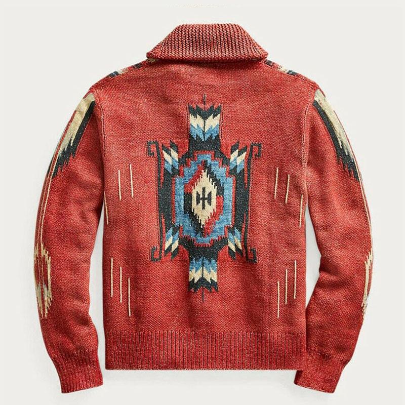 Gestreifte Strickjacke mit Schalkragen für Männer