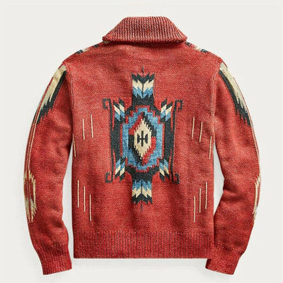 Gestreifte Strickjacke mit Schalkragen für Männer