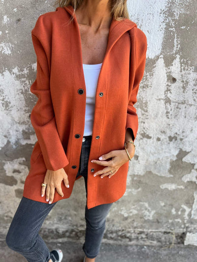 Lässige lange Jacke mit Kapuze für Frauen