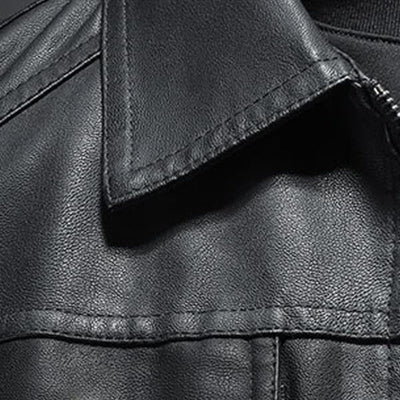 Glatte Schwarze Lederjacke für Herren