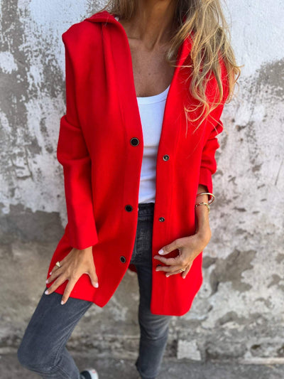 Lässige lange Jacke mit Kapuze für Frauen