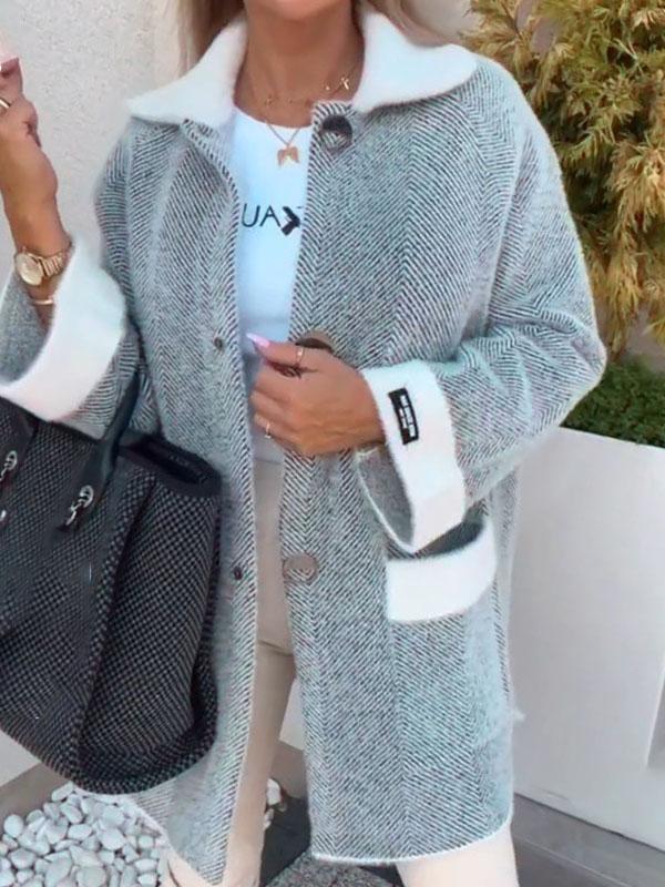 Mantel mit Kontrastdetails | Oversize-Schnitt | Stilvolle Eleganz