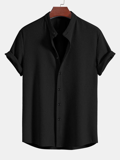 Stylisches Herren Polo Shirt aus Leinen mit Stehkragen