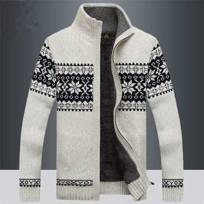Strickjacke mit Reißverschluss und Schneeflockenmuster für Männer