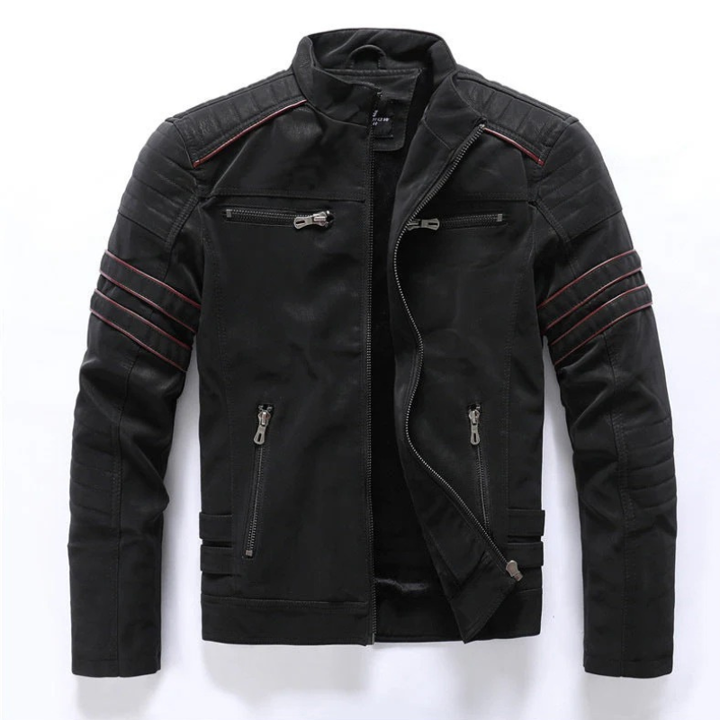 Klassische Luxus-Bikerjacke für Herren | Reißverschluss