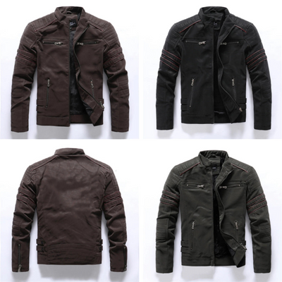 Klassische Luxus-Bikerjacke für Herren | Reißverschluss