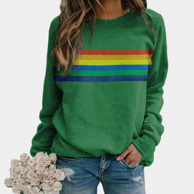 Lässiger Regenbogen-Pullover für Damen | Warmer