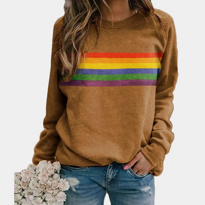 Lässiger Regenbogen-Pullover für Damen | Warmer