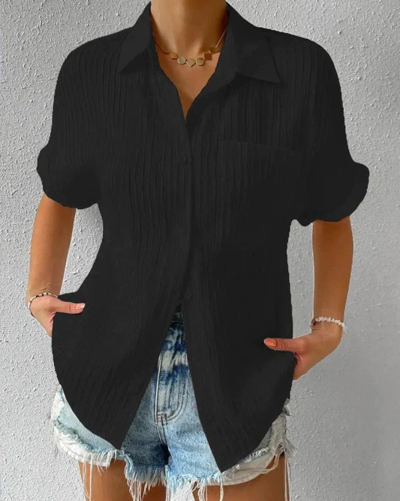 Lässiges Button-Down-Hemd für Damen | kurzarm