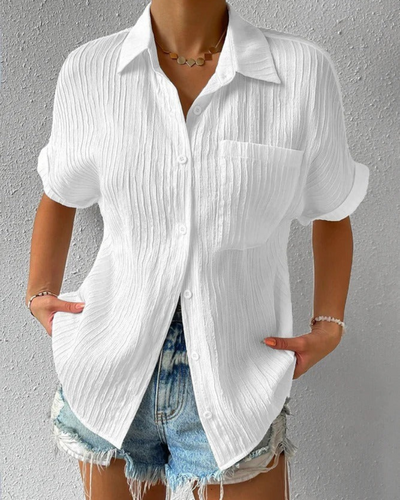 Lässiges Button-Down-Hemd für Damen | kurzarm