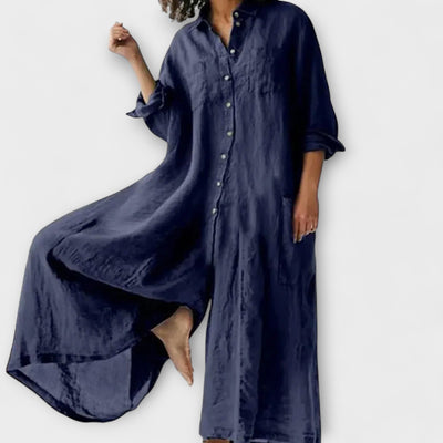Soreya – Weiter Jumpsuit mit Hemdkragen