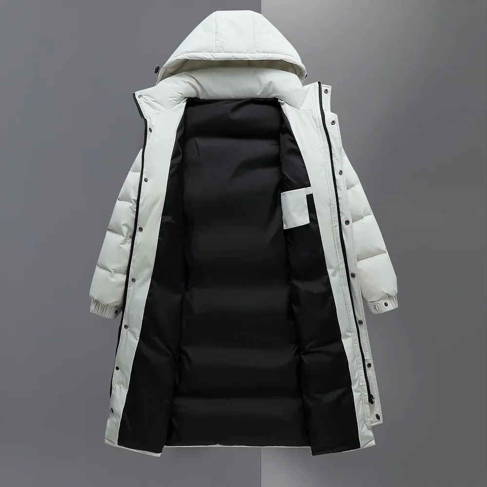 Lange Puffer Winterjacke für Männer