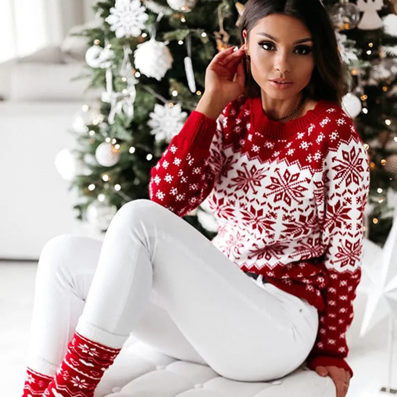 Gemütlicher Weihnachtsstrickpullover für Damen