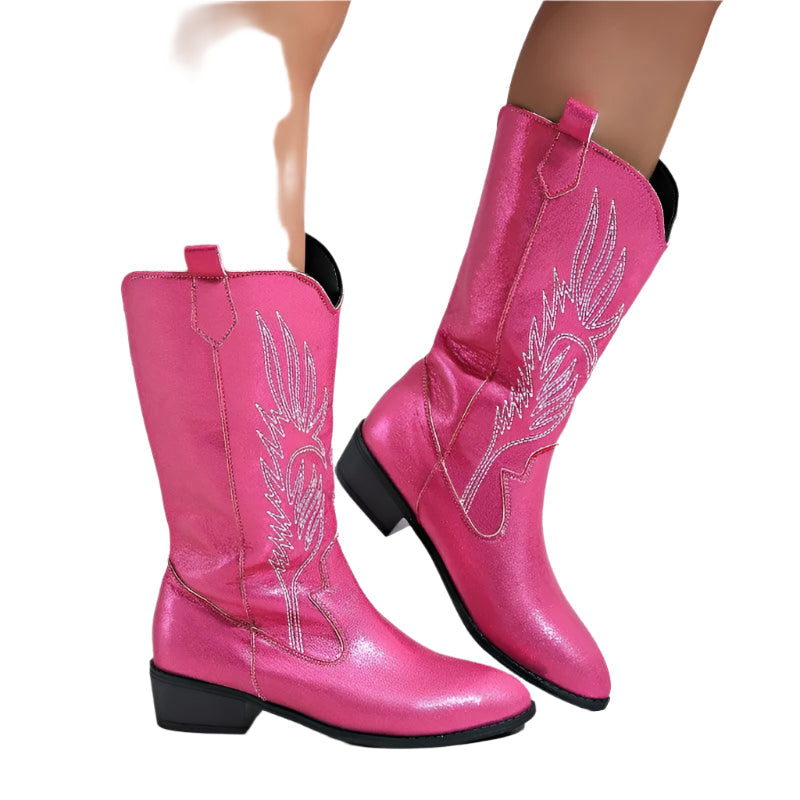 Savannah Slip-On Westernstiefel für Frauen – Bequemer Cowboy-Stil bis zur Mitte der Wade