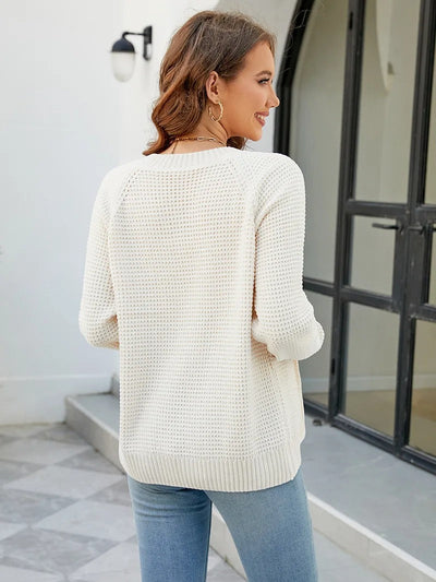 Gemütliche Waffelstrick-Strickjacke für Damen