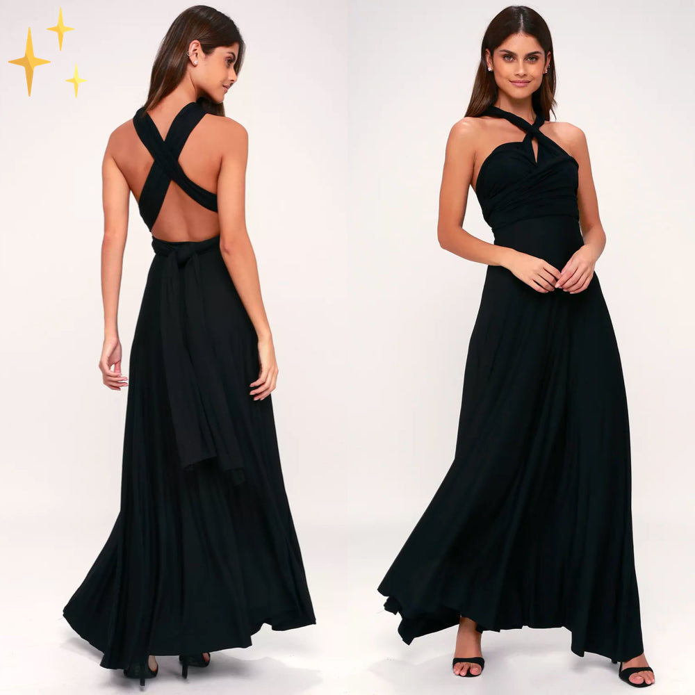Izzy Maxi-Kleid | Luftiges Sommerkleid mit offenem Rücken und Bindung | Strandkleid