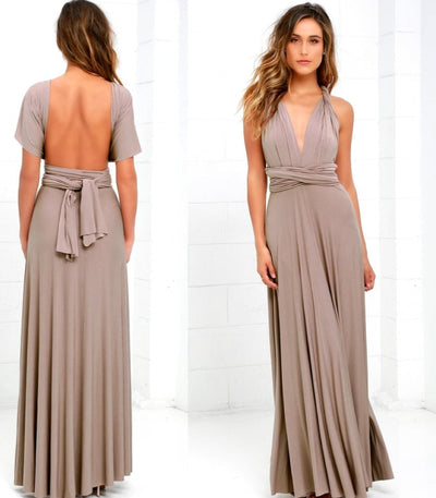 Izzy Maxi-Kleid | Sommerliches Rückenfreies Multiwrap Strandkleid Lang | Brautjungfernkleid