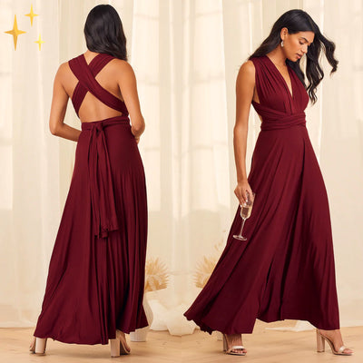 Izzy Maxi-Kleid | Luftiges Sommerkleid mit offenem Rücken und Bindung | Strandkleid