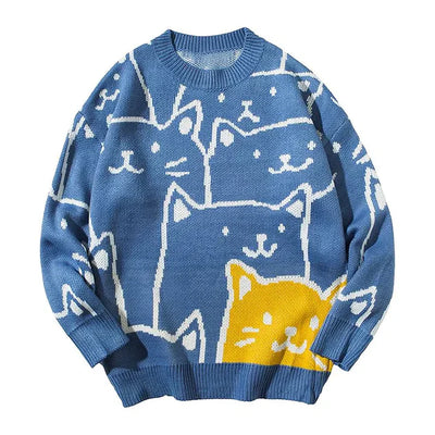 Strickpullover  mit Katzenmotiv für Frauen