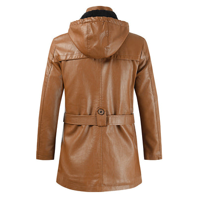 Doppelkragen-Lederjacke für Männer