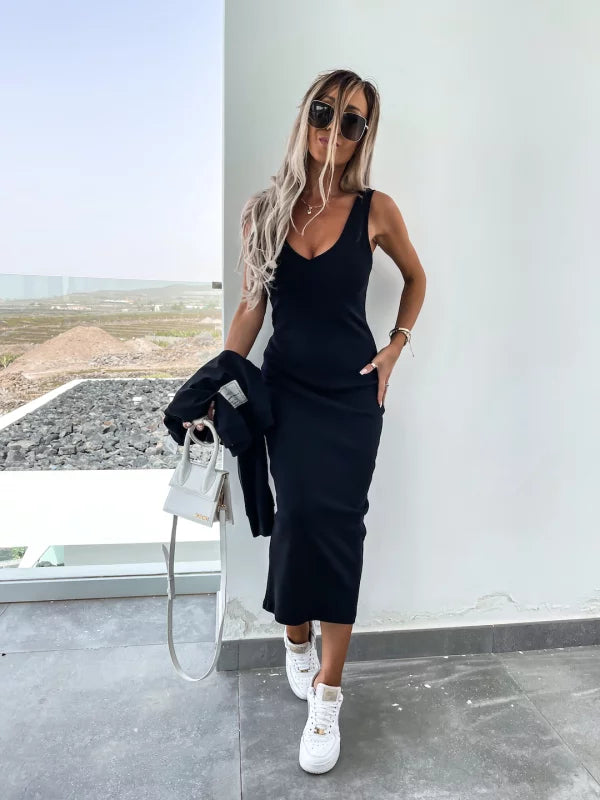 Strick-Zweiteiler mit Top | Oversize Pullover | Figurbetonter Midirock