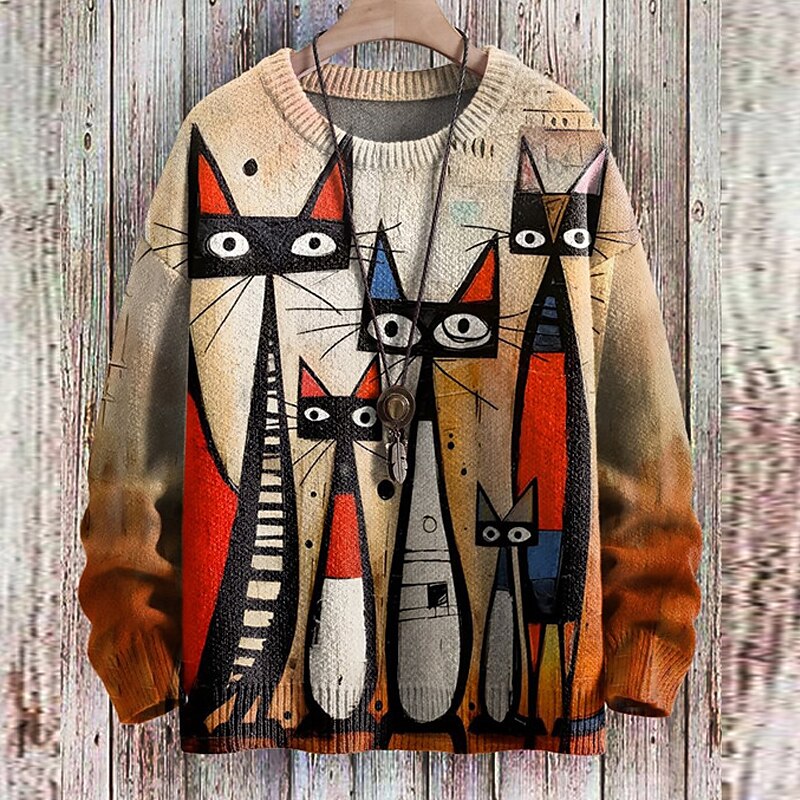Skurriler Katzenpullover für Frauen