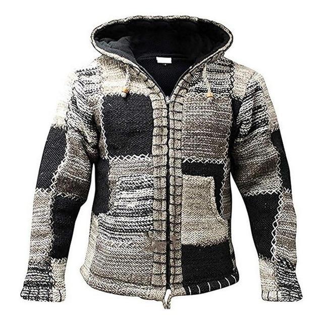 Patchwork-Stil Kapuzenstrickjacke für Herren