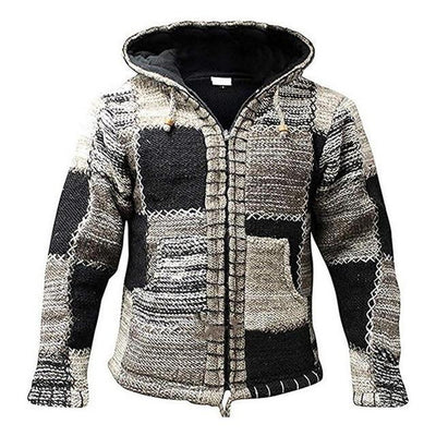 Patchwork-Stil Kapuzenstrickjacke für Herren