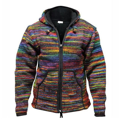 Patchwork-Stil Kapuzenstrickjacke für Herren