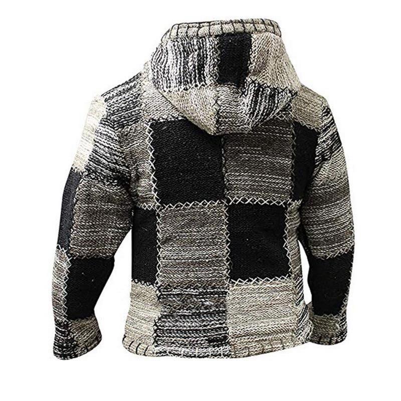 Patchwork-Stil Kapuzenstrickjacke für Herren