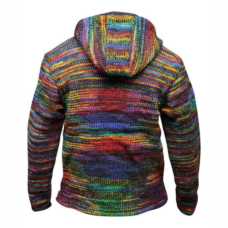 Patchwork-Stil Kapuzenstrickjacke für Herren
