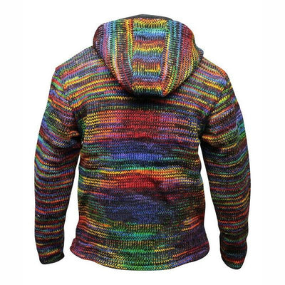 Patchwork-Stil Kapuzenstrickjacke für Herren