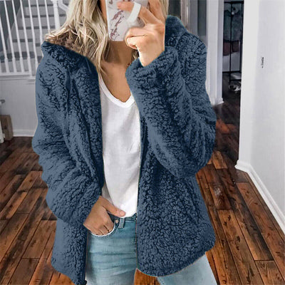 Flauschige Kunstpelz-Winterjacke für Frauen