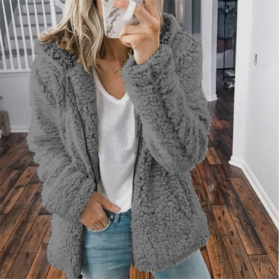 Flauschige Kunstpelz-Winterjacke für Frauen