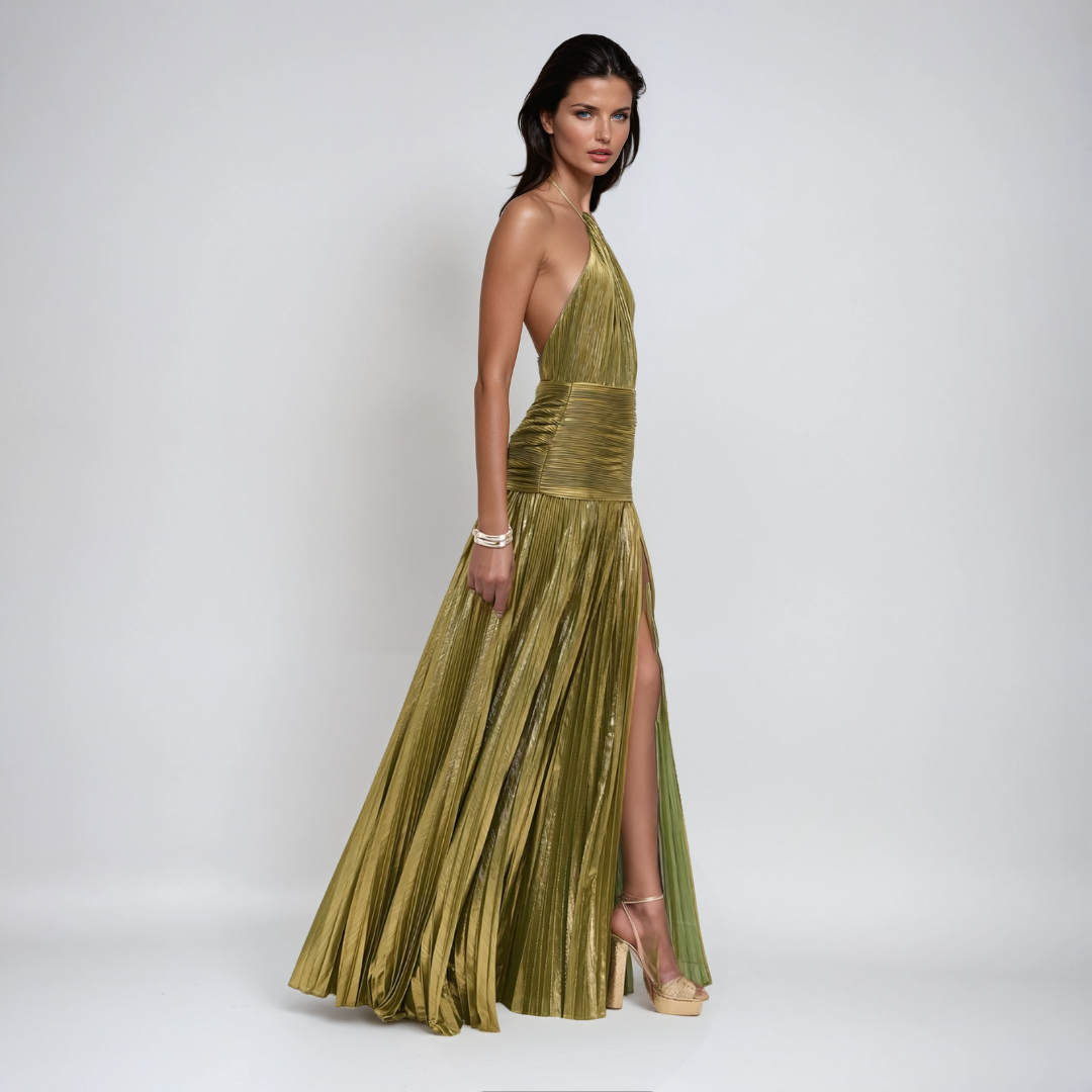 NEFIRA  | Langes metallisiertes Kleid