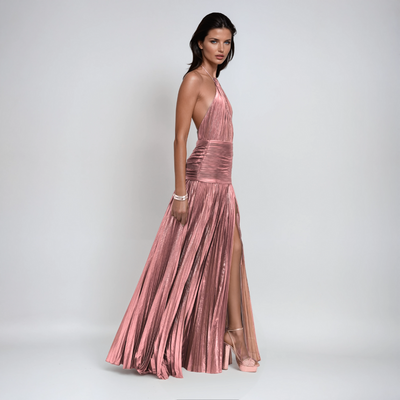 NEFIRA  | Langes metallisiertes Kleid