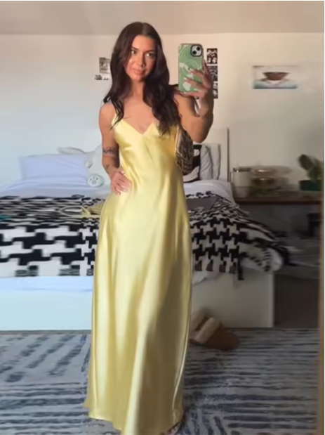 Nikka - Langes Satin-Slip-Maxikleid