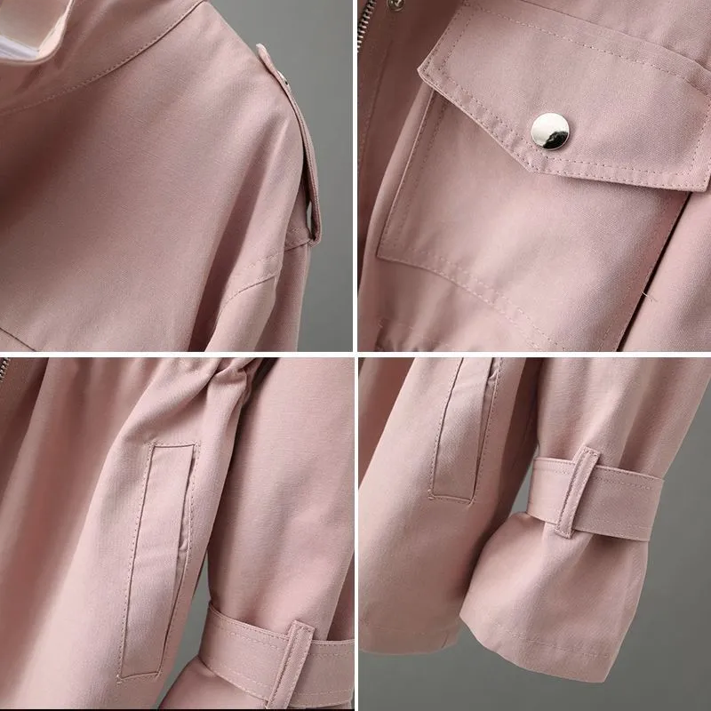 Modische Kurzjacke mit verstellbarer Taille für Frauen