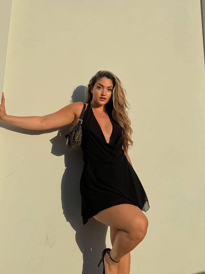 Fiora | Mini Kleid Rückenfrei Mit Wasserfallausschnitt