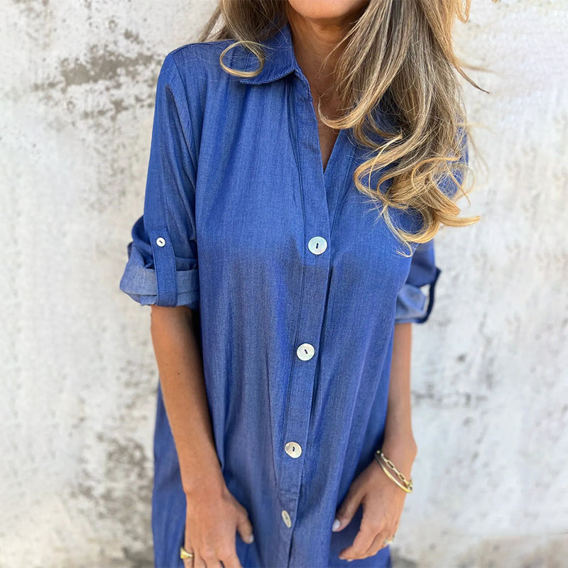 Moniek™ | Bequemes Jeanshemdkleid